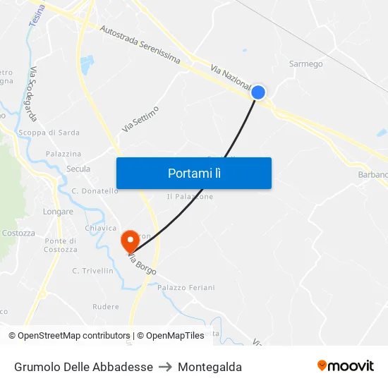 Grumolo Delle Abbadesse to Montegalda map