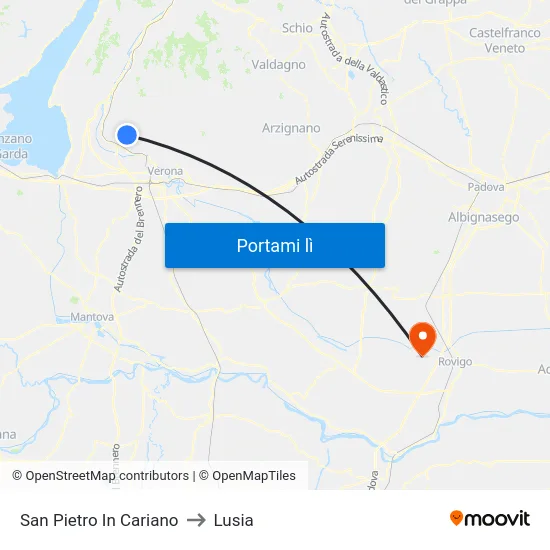 San Pietro In Cariano to Lusia map