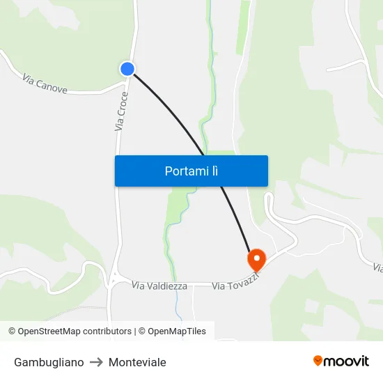 Gambugliano to Monteviale map