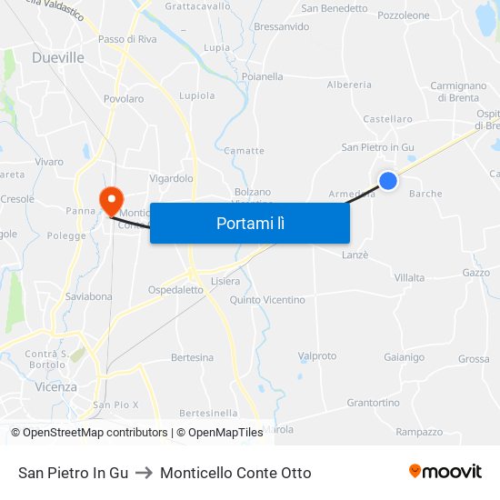 San Pietro In Gu to Monticello Conte Otto map