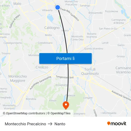 Montecchio Precalcino to Nanto map