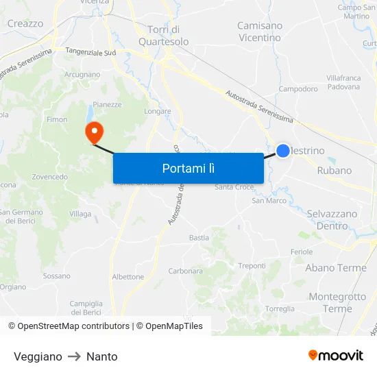 Veggiano to Nanto map