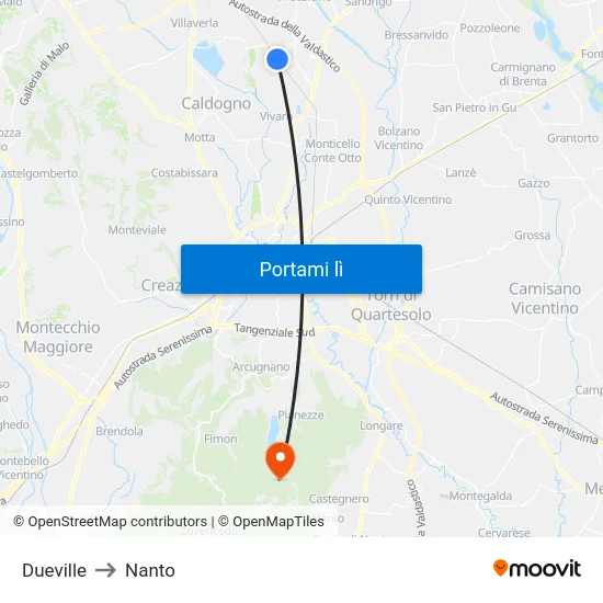 Dueville to Nanto map