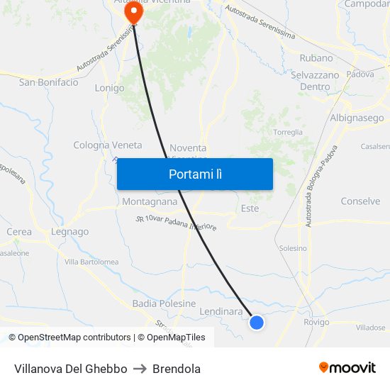 Villanova Del Ghebbo to Brendola map