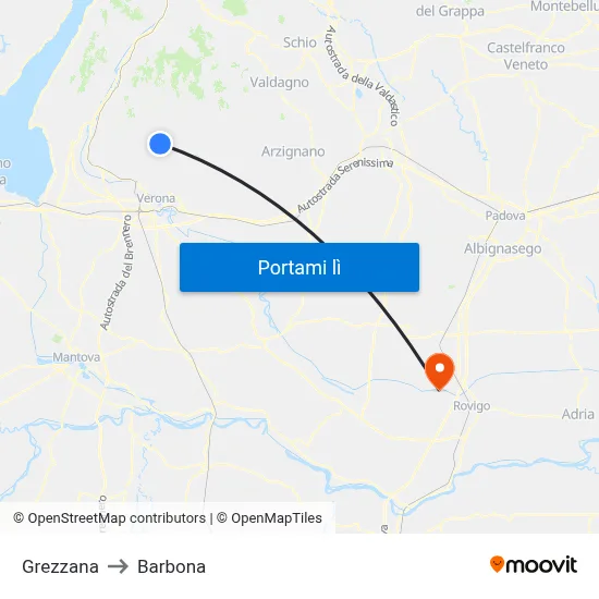 Grezzana to Barbona map