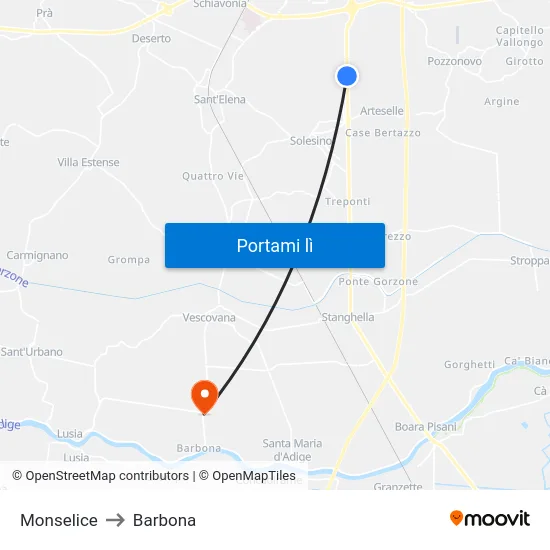 Monselice to Barbona map
