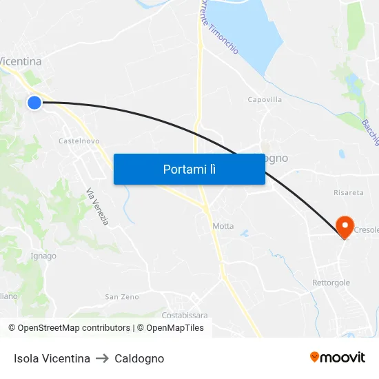 Isola Vicentina to Caldogno map