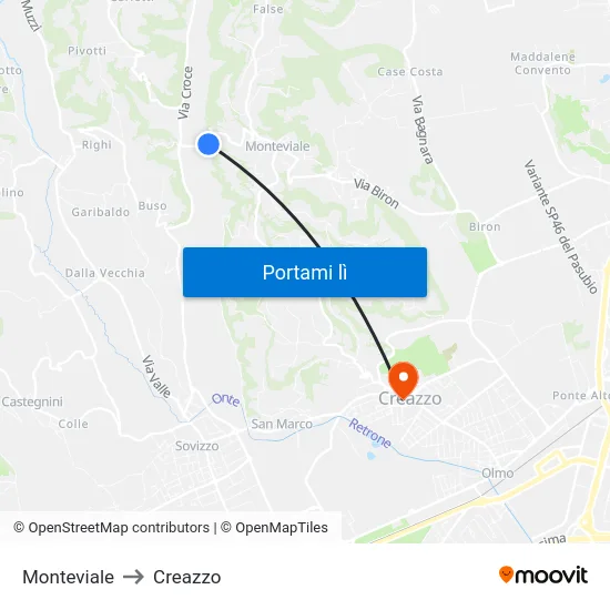Monteviale to Creazzo map