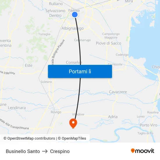 Businello Santo to Crespino map