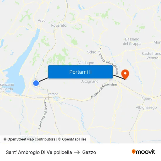 Sant' Ambrogio Di Valpolicella to Gazzo map