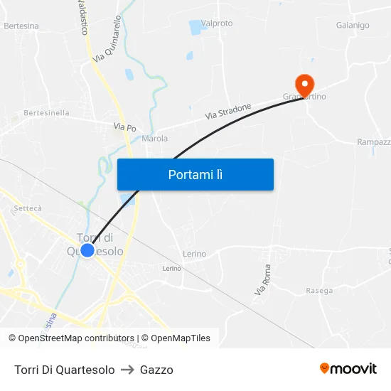 Torri Di Quartesolo to Gazzo map