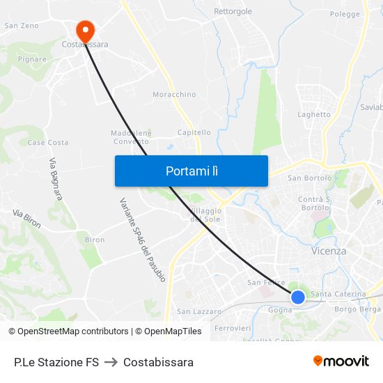 P.Le Stazione FS to Costabissara map