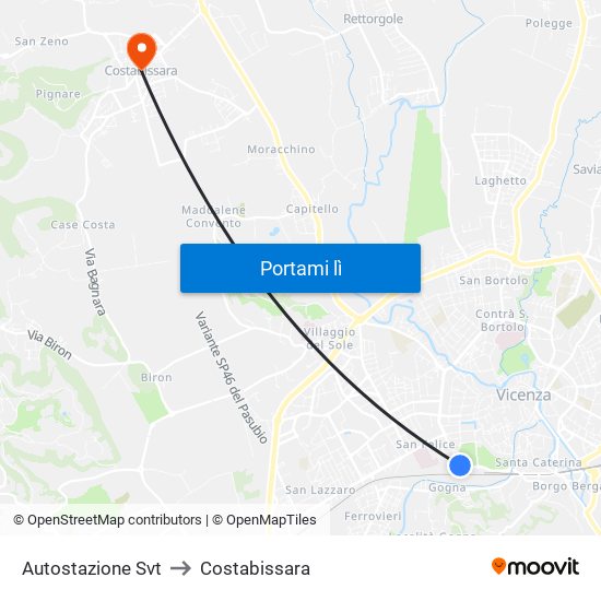 Autostazione Svt to Costabissara map