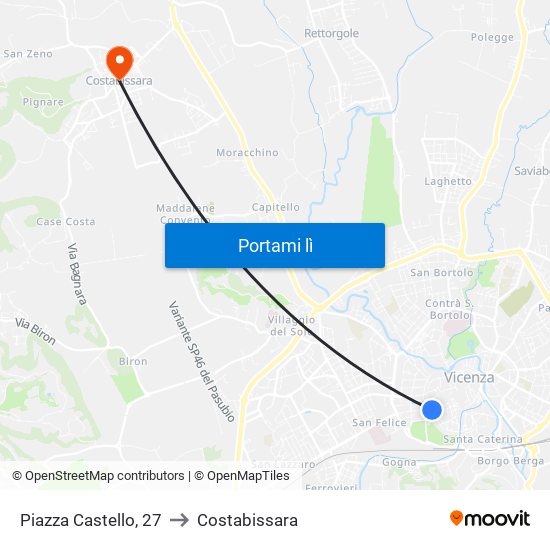 Piazza Castello, 27 to Costabissara map