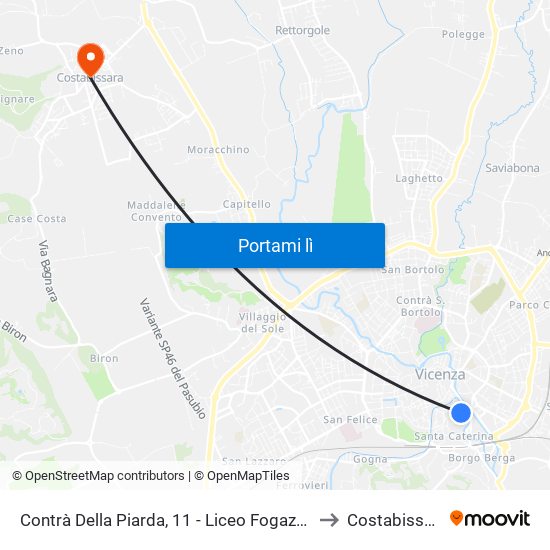 Contrà Della Piarda, 11 - Liceo Fogazzaro to Costabissara map