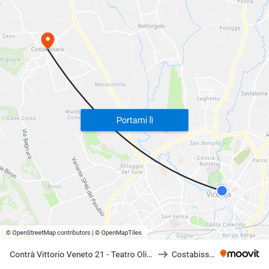 Contrà Vittorio Veneto 21 - Teatro Olimpico to Costabissara map