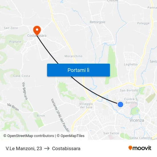 V.Le Manzoni, 23 to Costabissara map