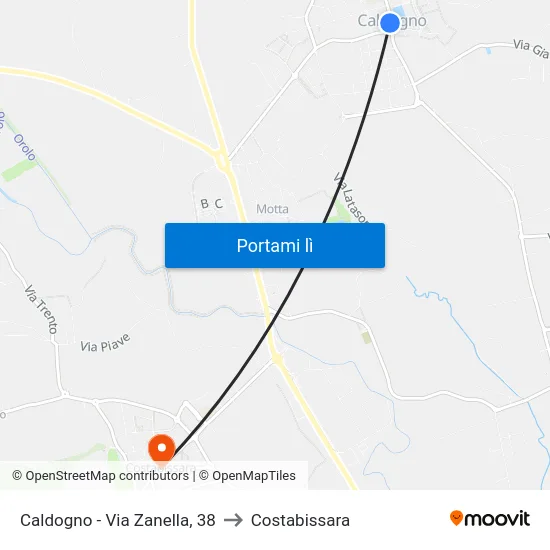 Caldogno - Via Zanella, 38 to Costabissara map