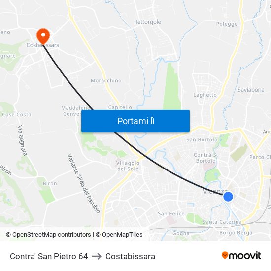 Contra' San Pietro 64 to Costabissara map