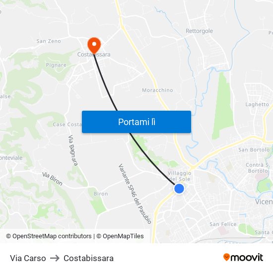 Via Carso to Costabissara map