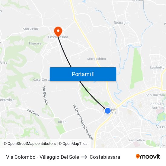 Via Colombo - Villaggio Del Sole to Costabissara map