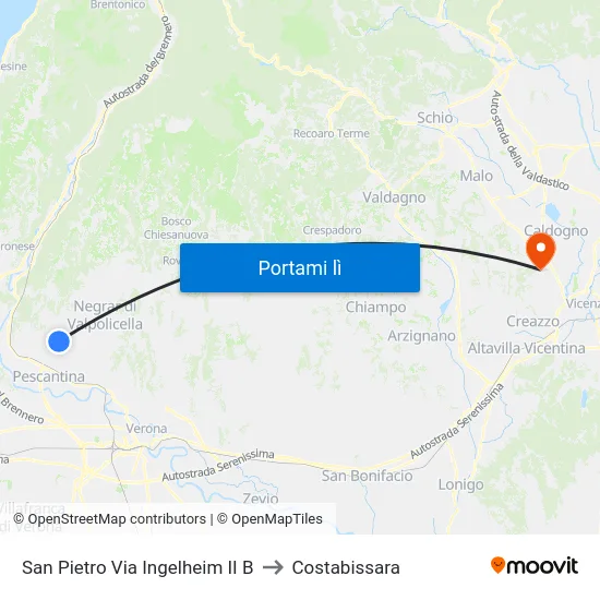 San Pietro Via Ingelheim II B to Costabissara map