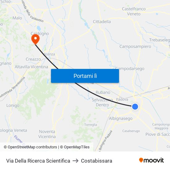Via Della Ricerca Scientifica to Costabissara map
