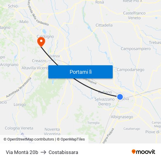 Via Montà 20b to Costabissara map