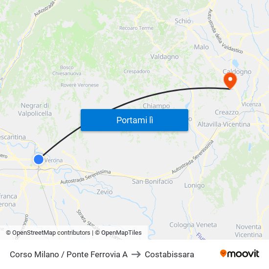 Corso Milano / Ponte Ferrovia A to Costabissara map