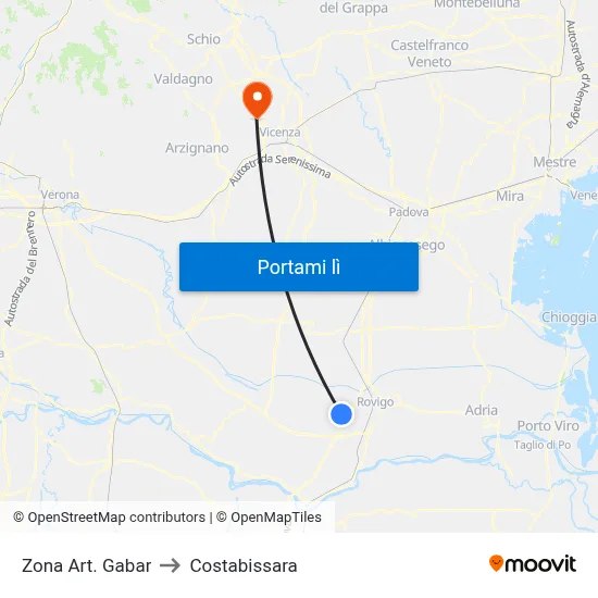 Zona Art. Gabar to Costabissara map