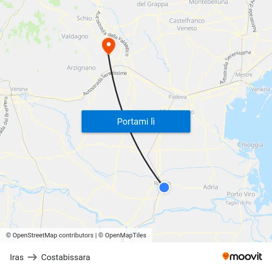 Iras to Costabissara map
