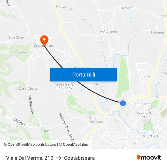 Viale Dal Verme, 210 to Costabissara map
