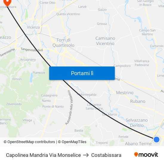 Capolinea Mandria Via Monselice to Costabissara map