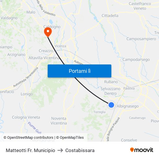 Matteotti Fr. Municipio to Costabissara map