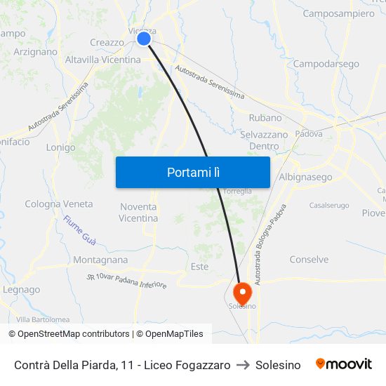 Contrà Della Piarda, 11 - Liceo Fogazzaro to Solesino map