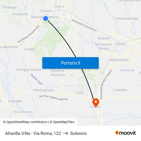 Altavilla V.Na - Via Roma, 122 to Solesino map