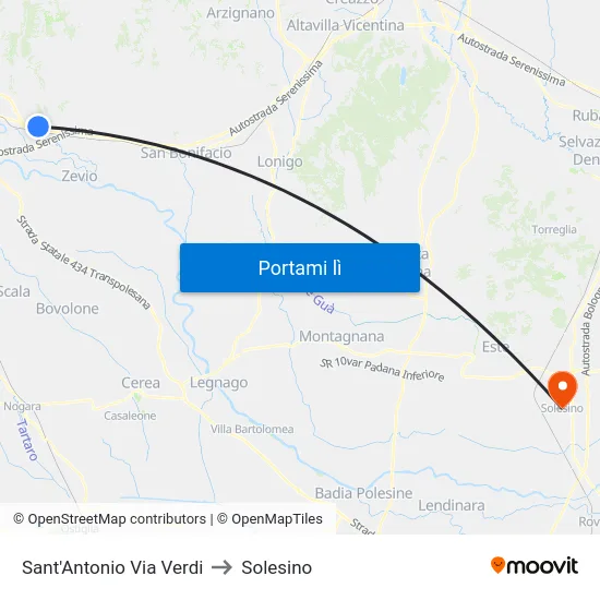Sant'Antonio Via Verdi to Solesino map