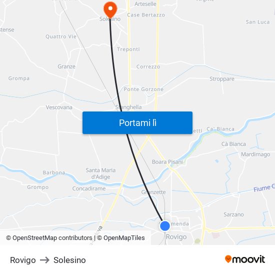 Rovigo to Solesino map