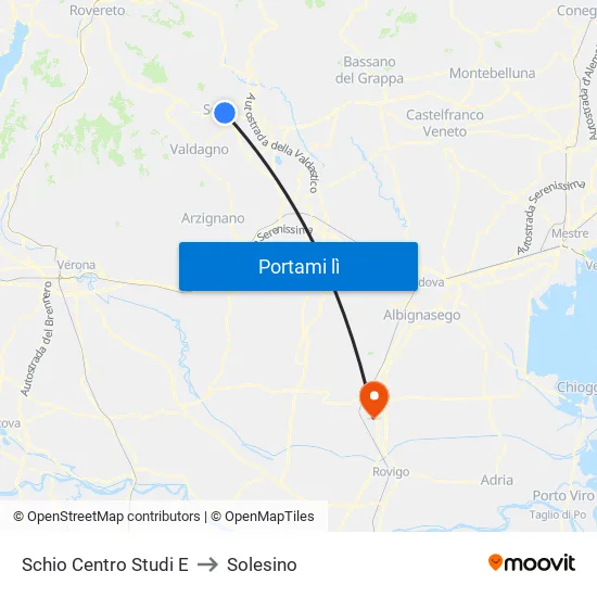 Schio Centro Studi E to Solesino map