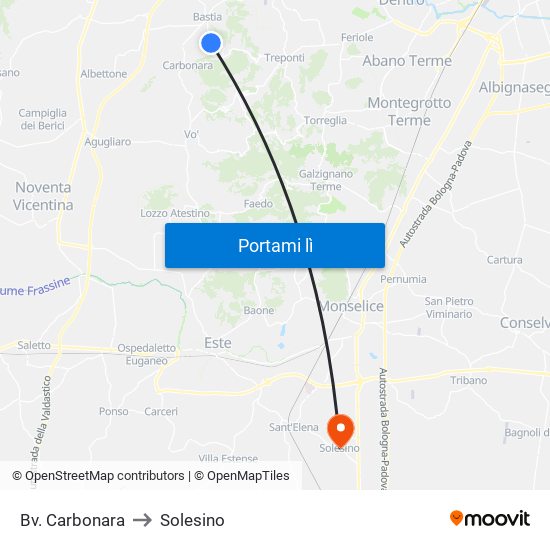 Bv. Carbonara to Solesino map