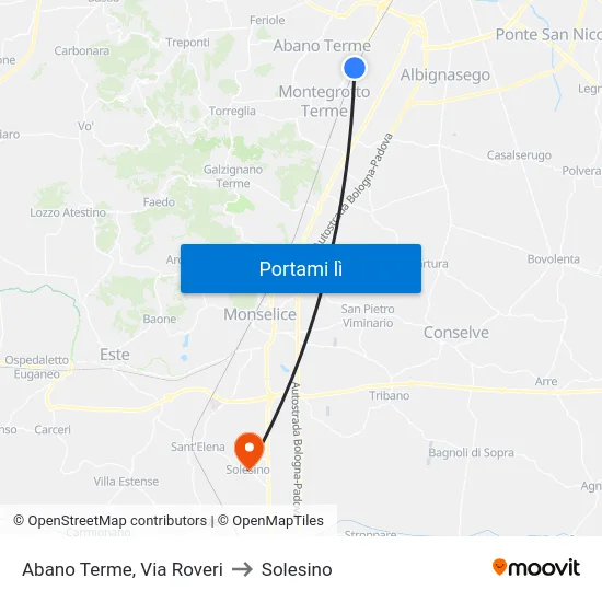 Abano Terme, Via Roveri to Solesino map