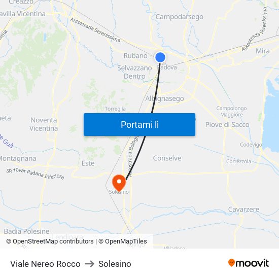 Viale Nereo Rocco to Solesino map