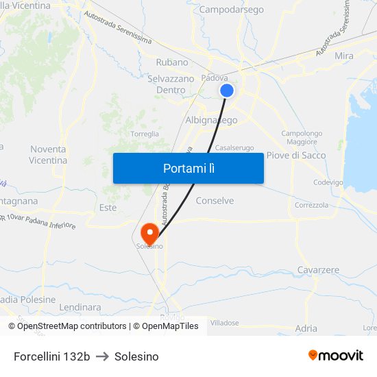 Forcellini 132b to Solesino map