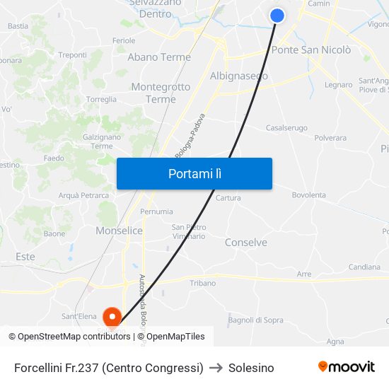 Forcellini Fr.237 (Centro Congressi) to Solesino map