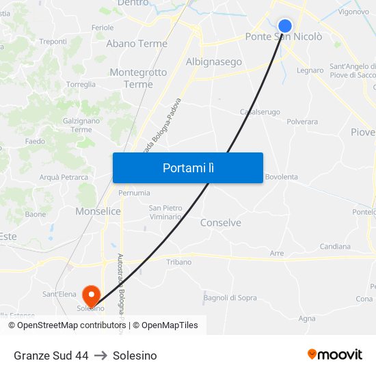 Granze Sud 44 to Solesino map