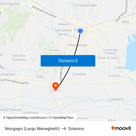 Morgagni 12 to Solesino map