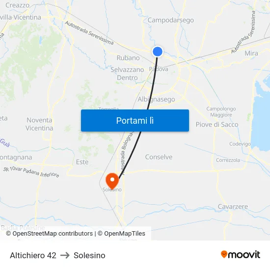 Altichiero 42 to Solesino map