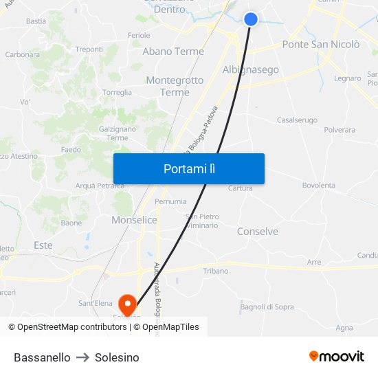 Bassanello to Solesino map