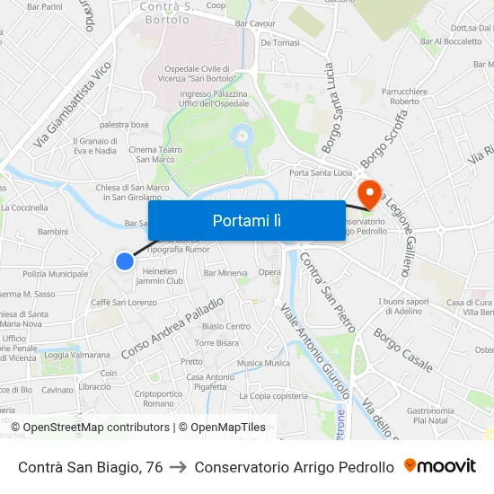 Contrà San Biagio, 76 to Conservatorio Arrigo Pedrollo map