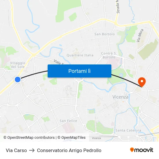 Via Carso to Conservatorio Arrigo Pedrollo map